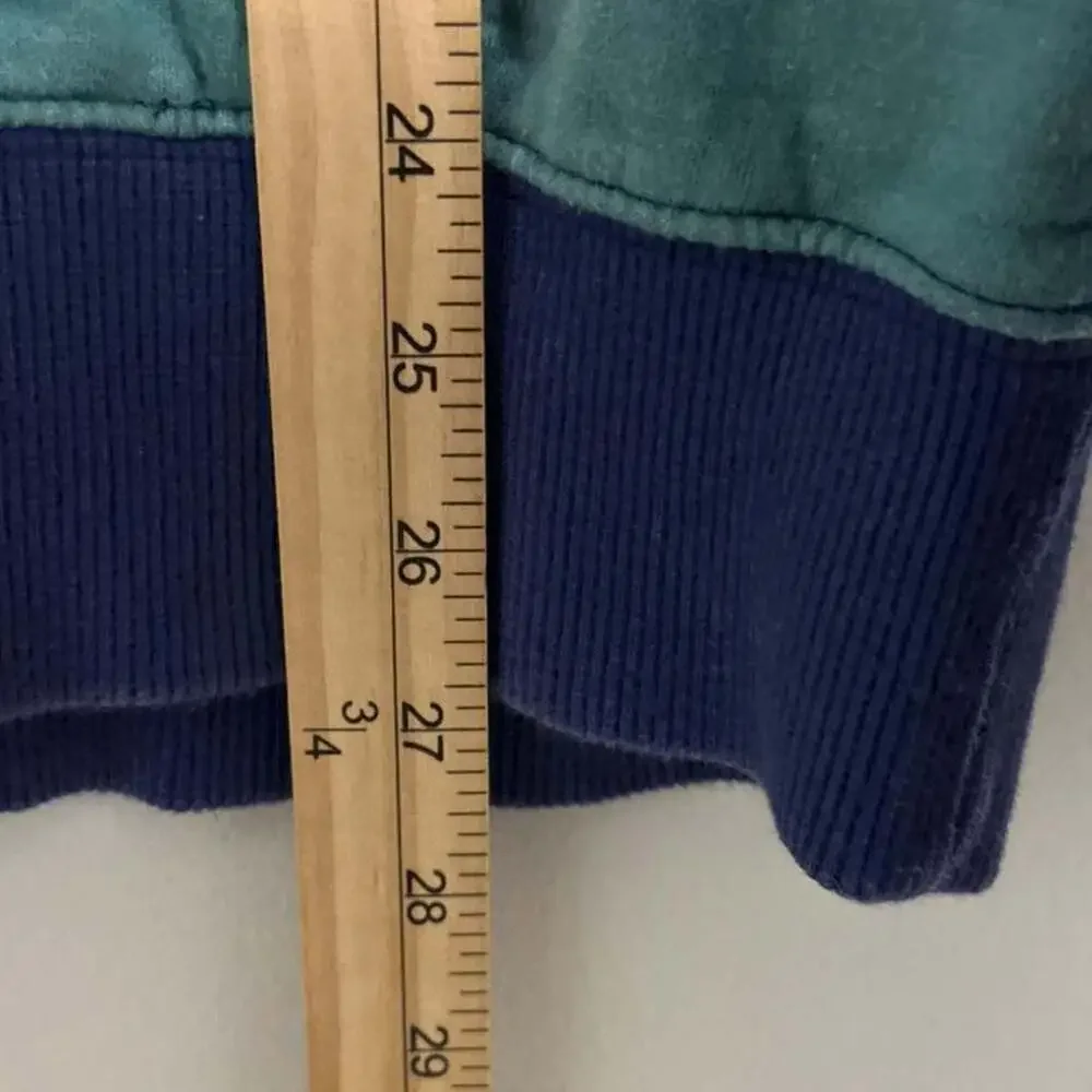 Urban Outfitters Striped V-Inset Crewneck Sweatshirt Medium Teal Navy Purple